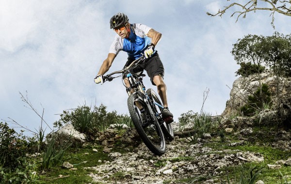 Mountain Biker attacking the rough terrain